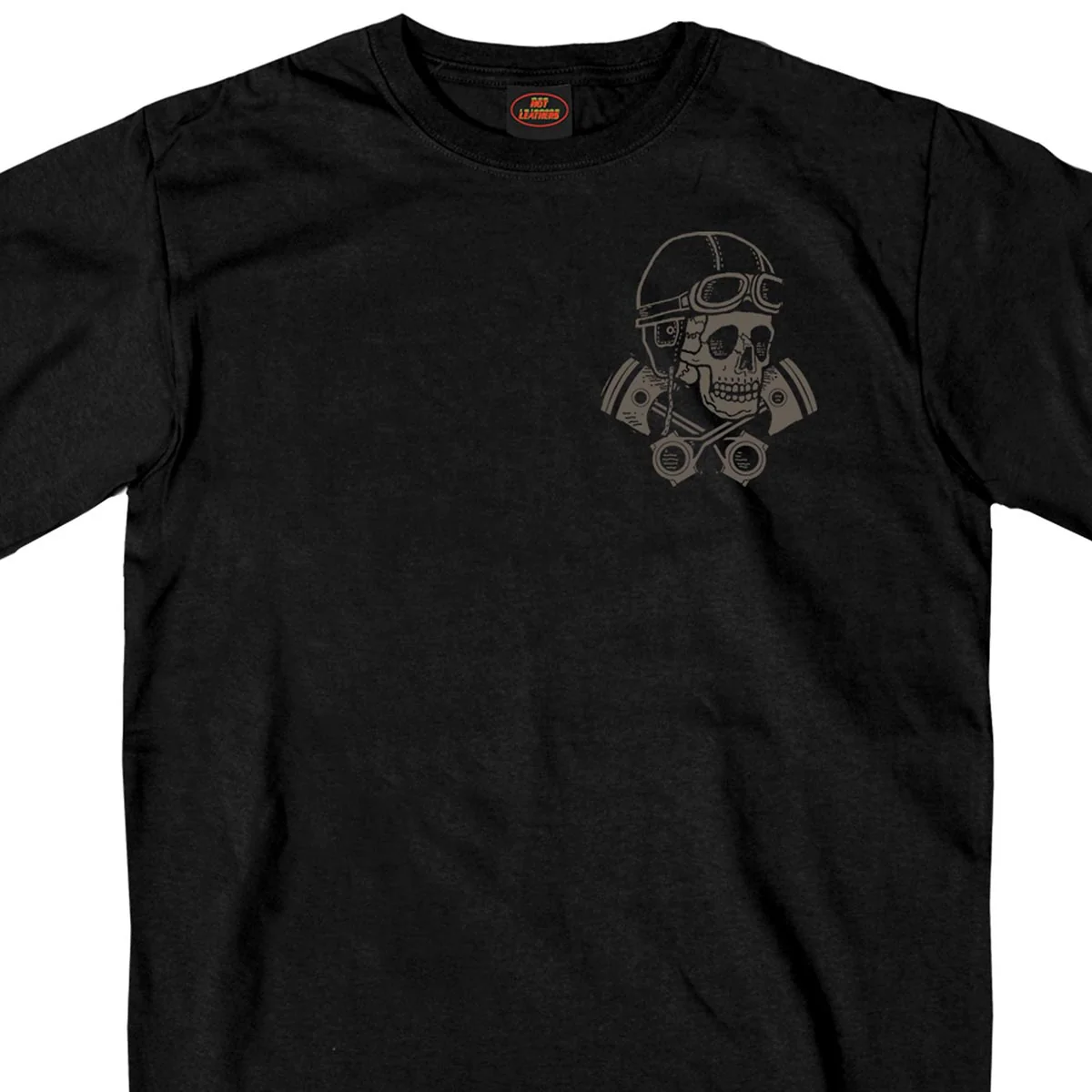 Hot Leathers GMD1418 Men's Black 'Vintage Skull and Cross Pistons' Double Sided T-Shirt - Image 4