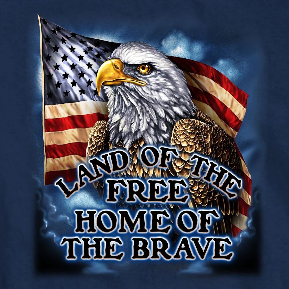 Hot Leathers GMD1420 Men's 'Land of the Free USA Proud Eagle' Navy Blue T-Shirt - Image 2