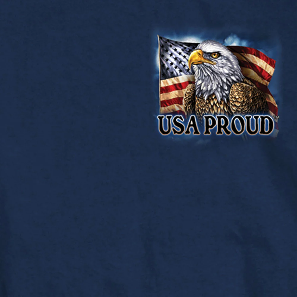 Hot Leathers GMD1420 Men's 'Land of the Free USA Proud Eagle' Navy Blue T-Shirt - Image 3