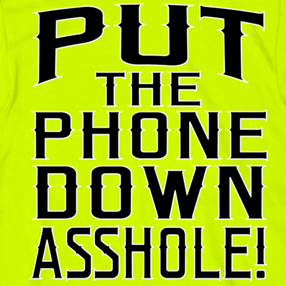 Hot Leathers GMD1435 Men's 'Put the Phone Down A**H***' Safety Green T-Shirt - Image 3