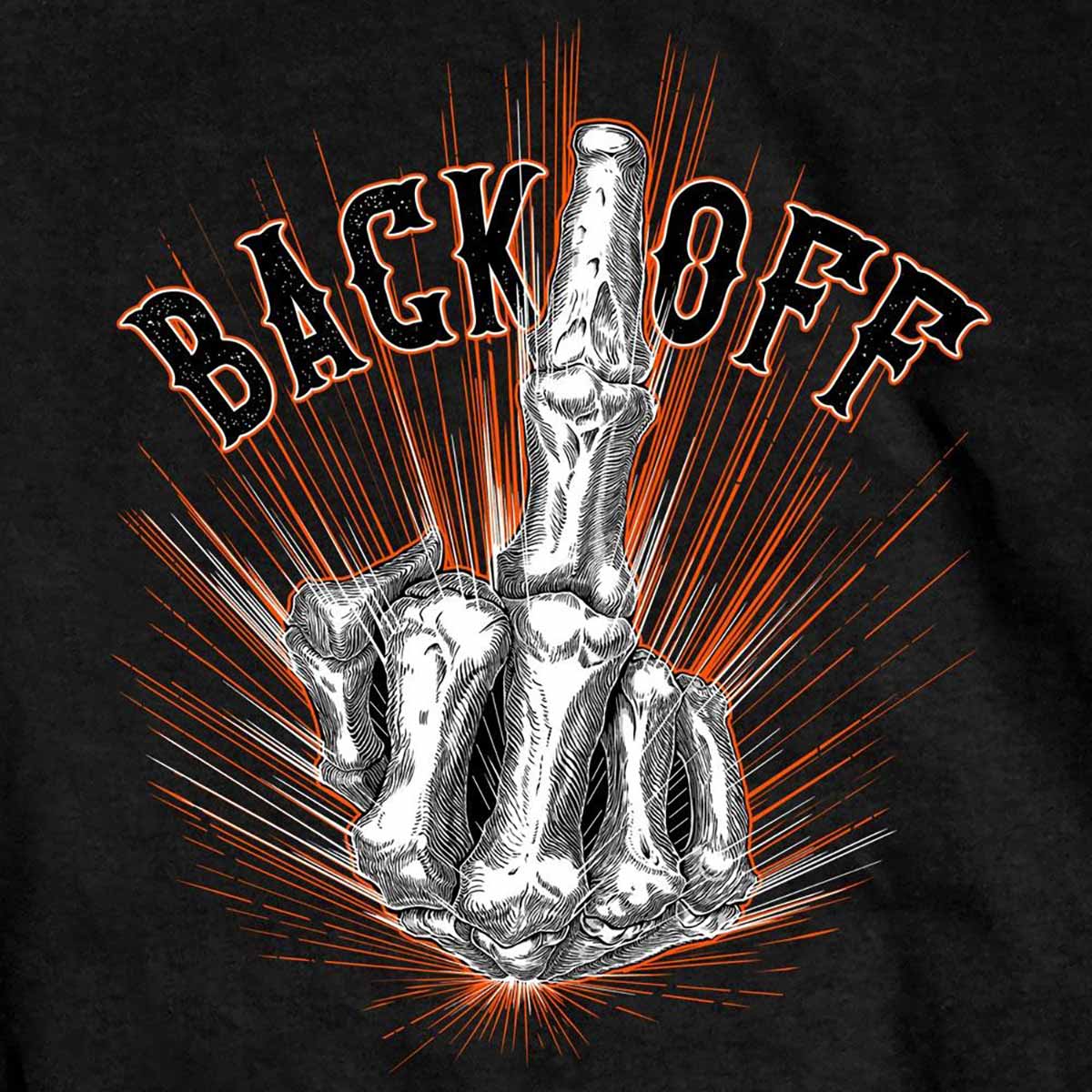 Hot Leathers GMD1453 Men's Back Off Bone Finger Black T-Shirt - Image 4