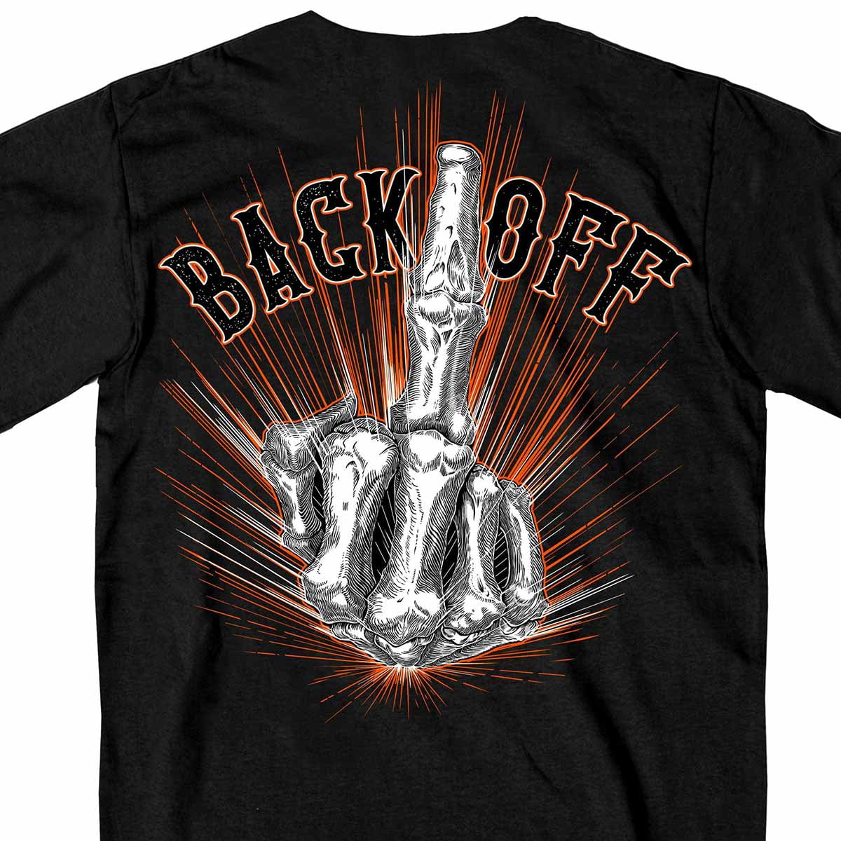 Hot Leathers GMD1453 Men's Back Off Bone Finger Black T-Shirt - Image 6