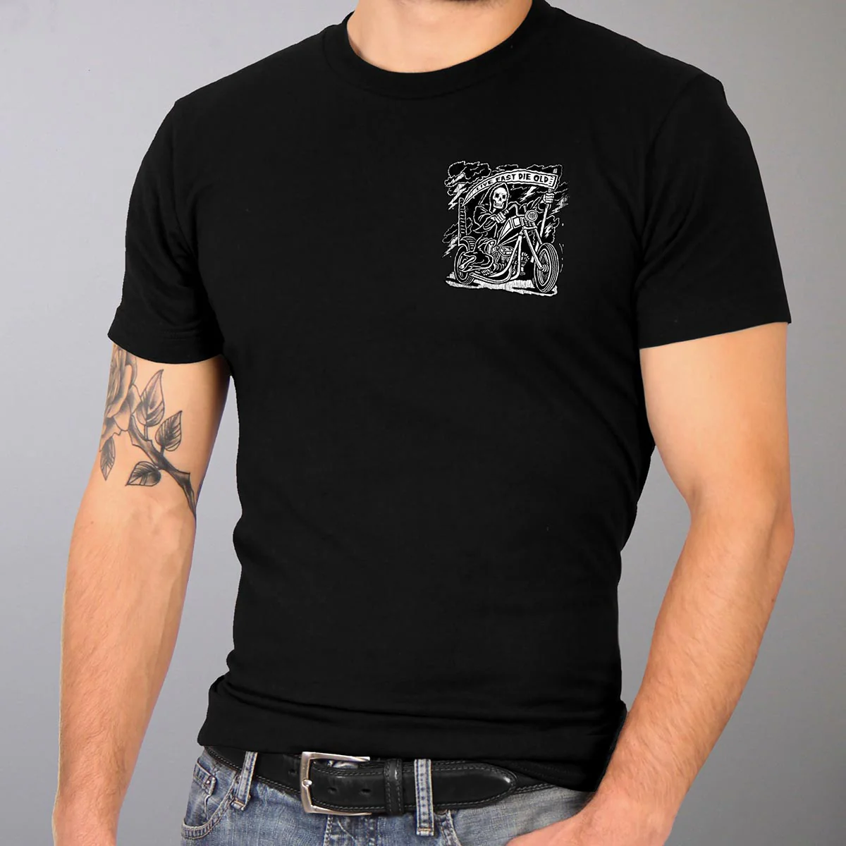 Hot Leathers GMD1484 Men's Black 'Reaper' T-Shirt - Image 2
