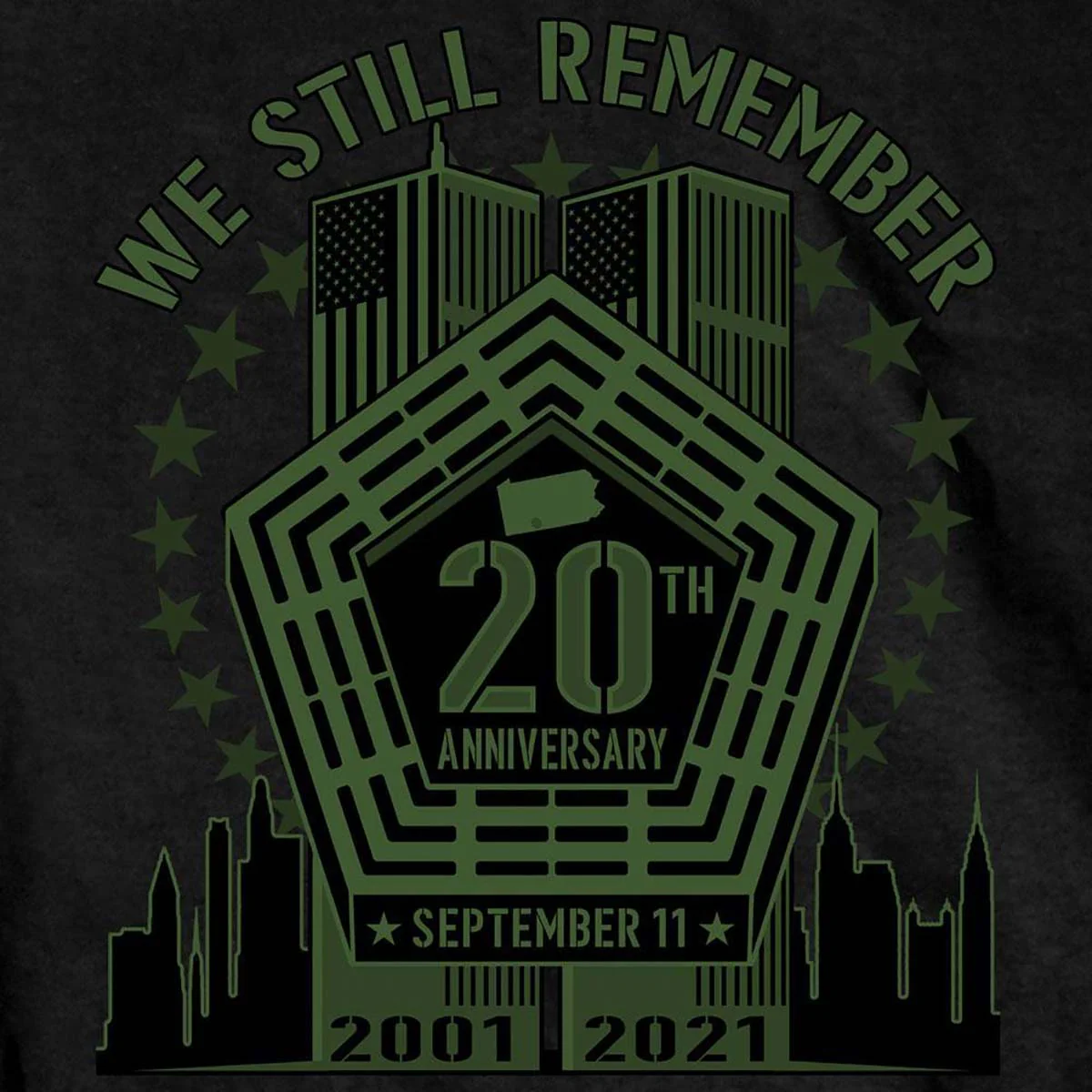 Hot Leathers GMD1495 Men's Black '9-11 We Still Remember' T-Shirt - Image 4