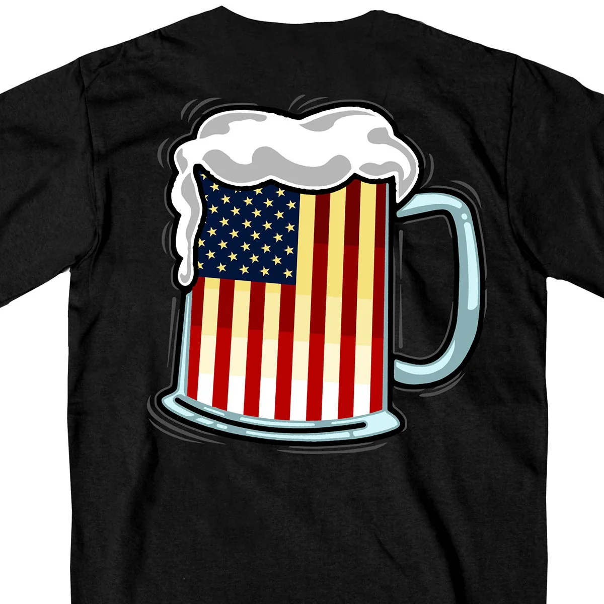 Hot Leathers GMD1496 Men's Beer Mug Flag T-Shirt - Image 2