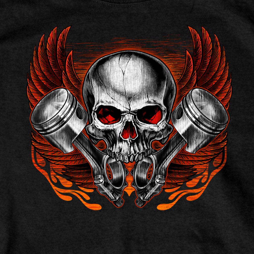 Hot Leathers GMD1535 Men's Black Skull and Pistons T-Shirt - Image 2