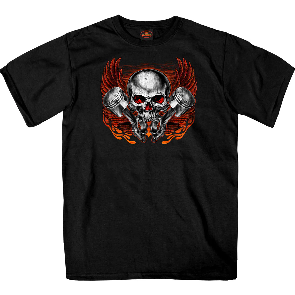 Hot Leathers GMD1535 Men's Black Skull and Pistons T-Shirt - Image 4