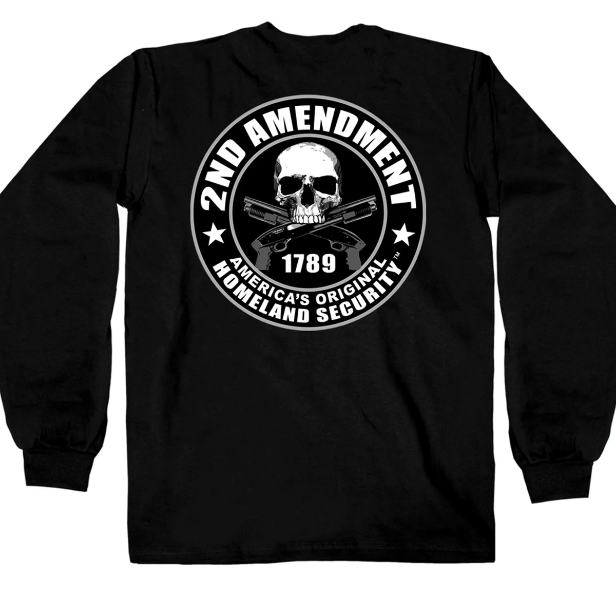 Hot Leathers GMD2158 Men's '2nd Amendment America's Original Homeland Security' Long Sleeve Black T-Shirt - Image 2
