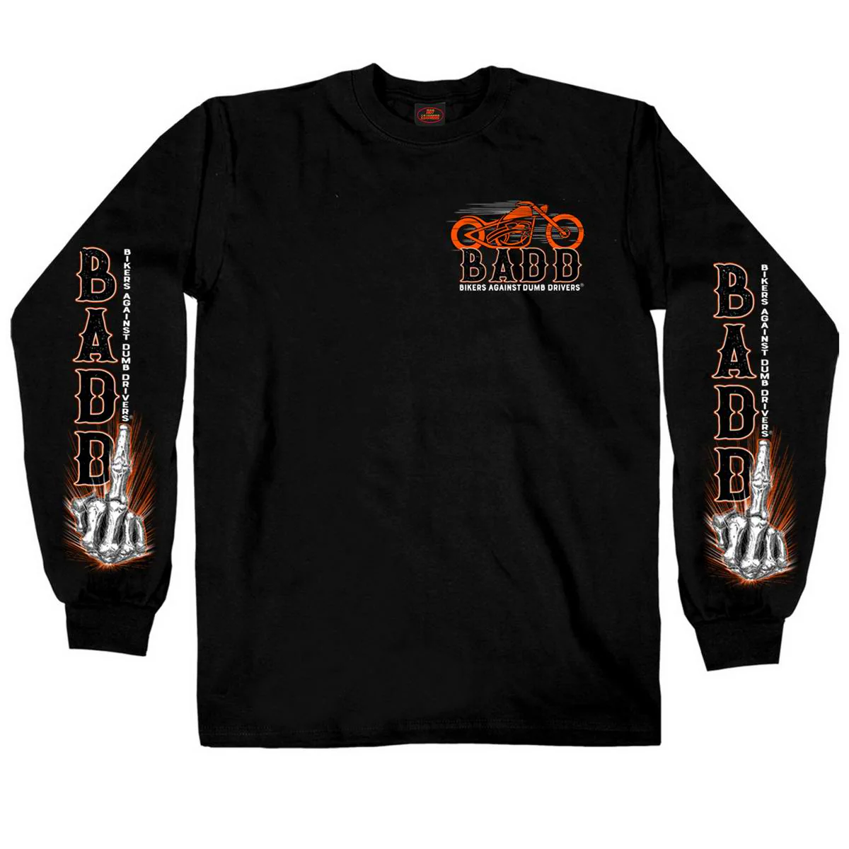 Hot Leathers GMD2453 Men's Bone Finger Long Sleeve Black Shirt - Image 3