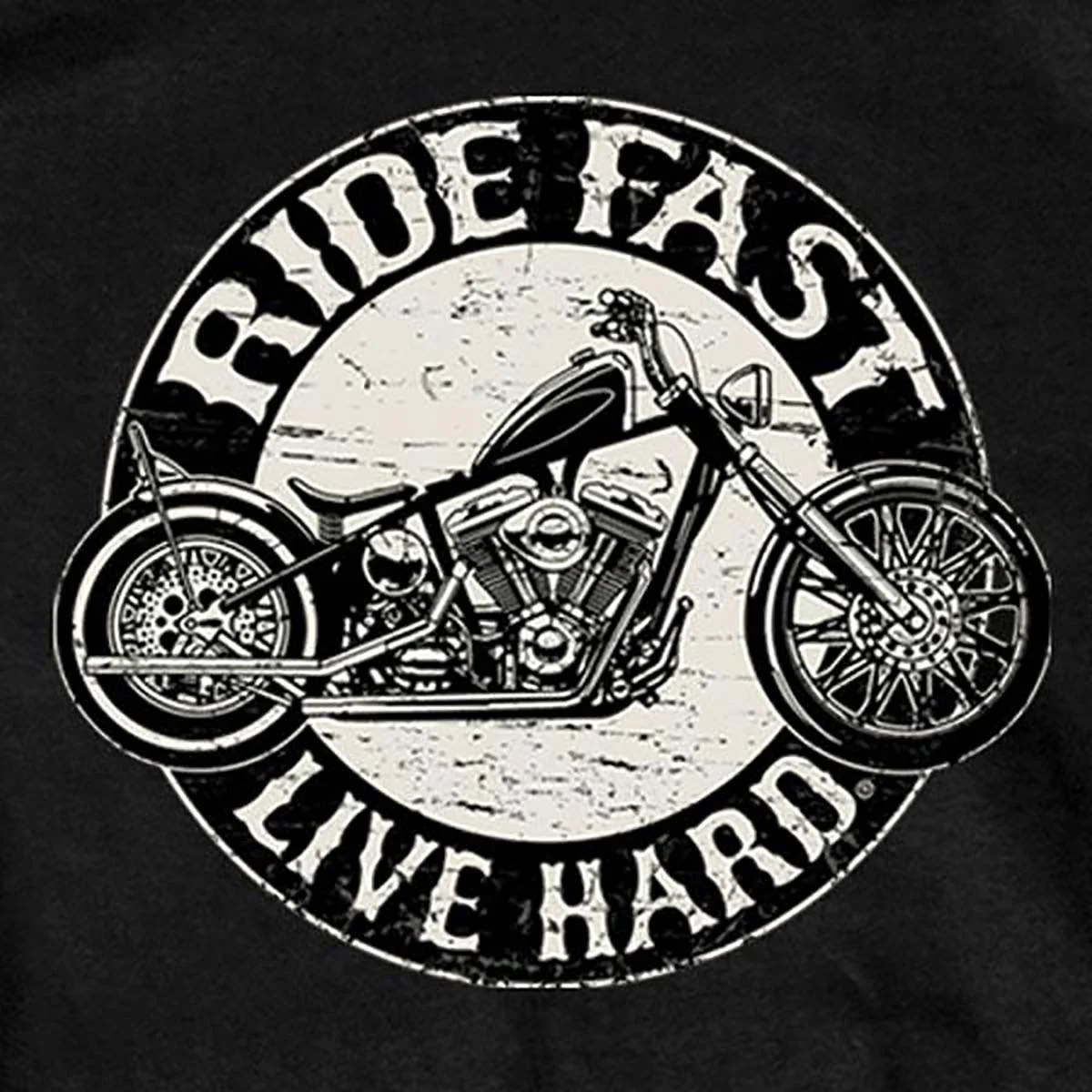 Hot Leathers GMS1246 Men's Black 'Circle Bike - Ride Fast-Live Hard' T-Shirt - Image 2
