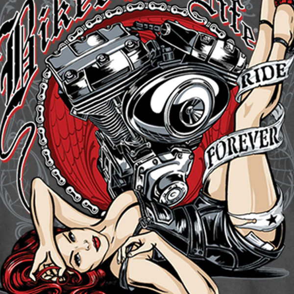 Hot Leathers GMS1294 Men’s Motor Pin Up Black Short Sleeve T-Shirt - Image 4