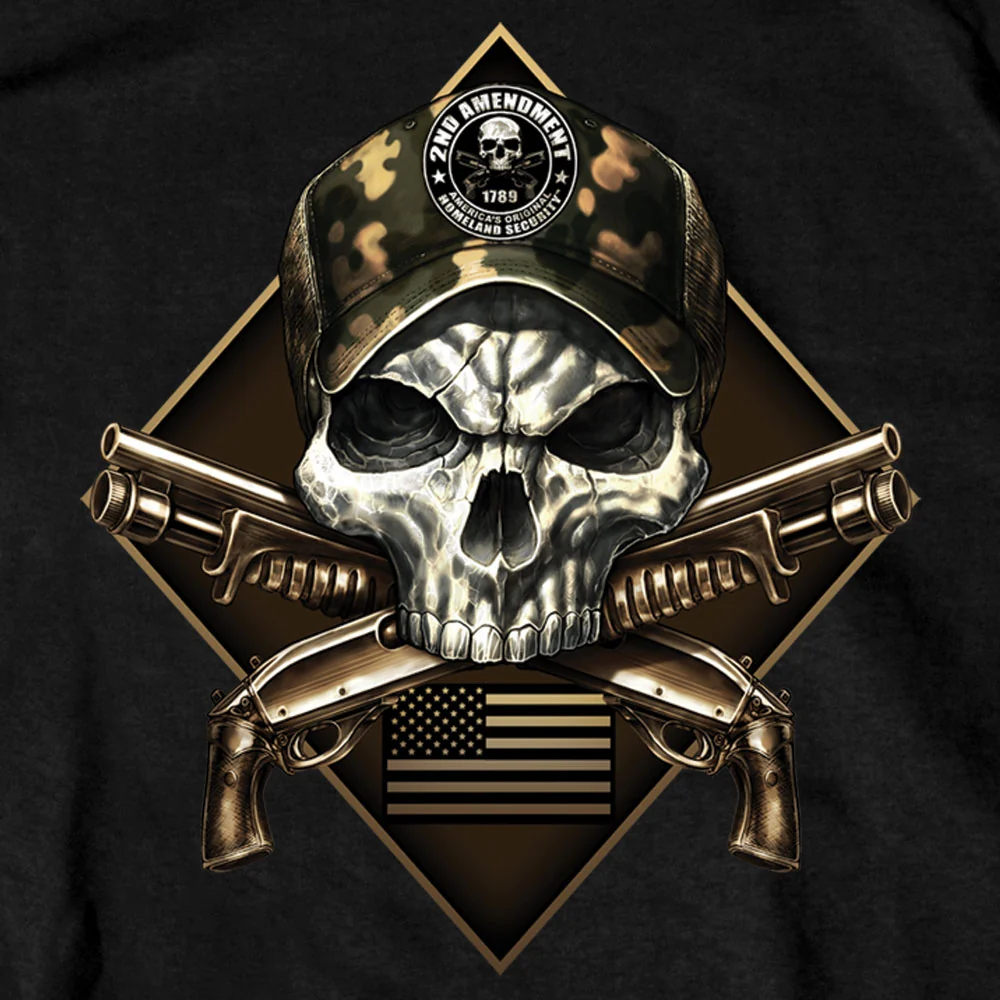 Hot Leathers GMS1415 Men’s ‘2nd Amendment Camo Skull‘ Short Sleeve Black T-Shirt - Image 2