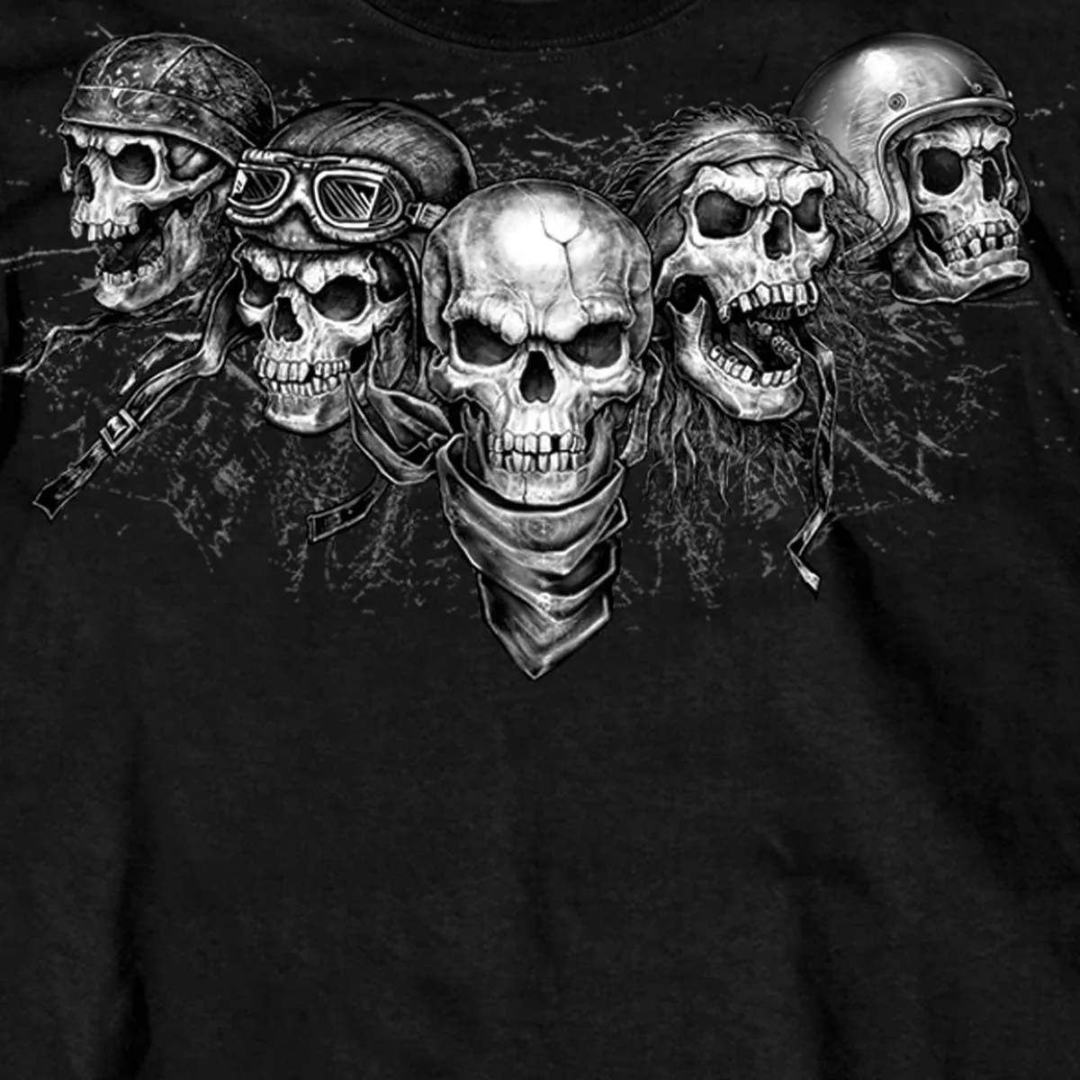Hot Leathers GMS1423 Men’s ‘Five Skull‘ Short Sleeve Black T-Shirt - Image 2