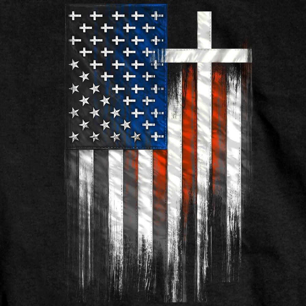 Hot Leathers GMS1466 Men's American Flag Crosses Black T-Shirt - Image 2