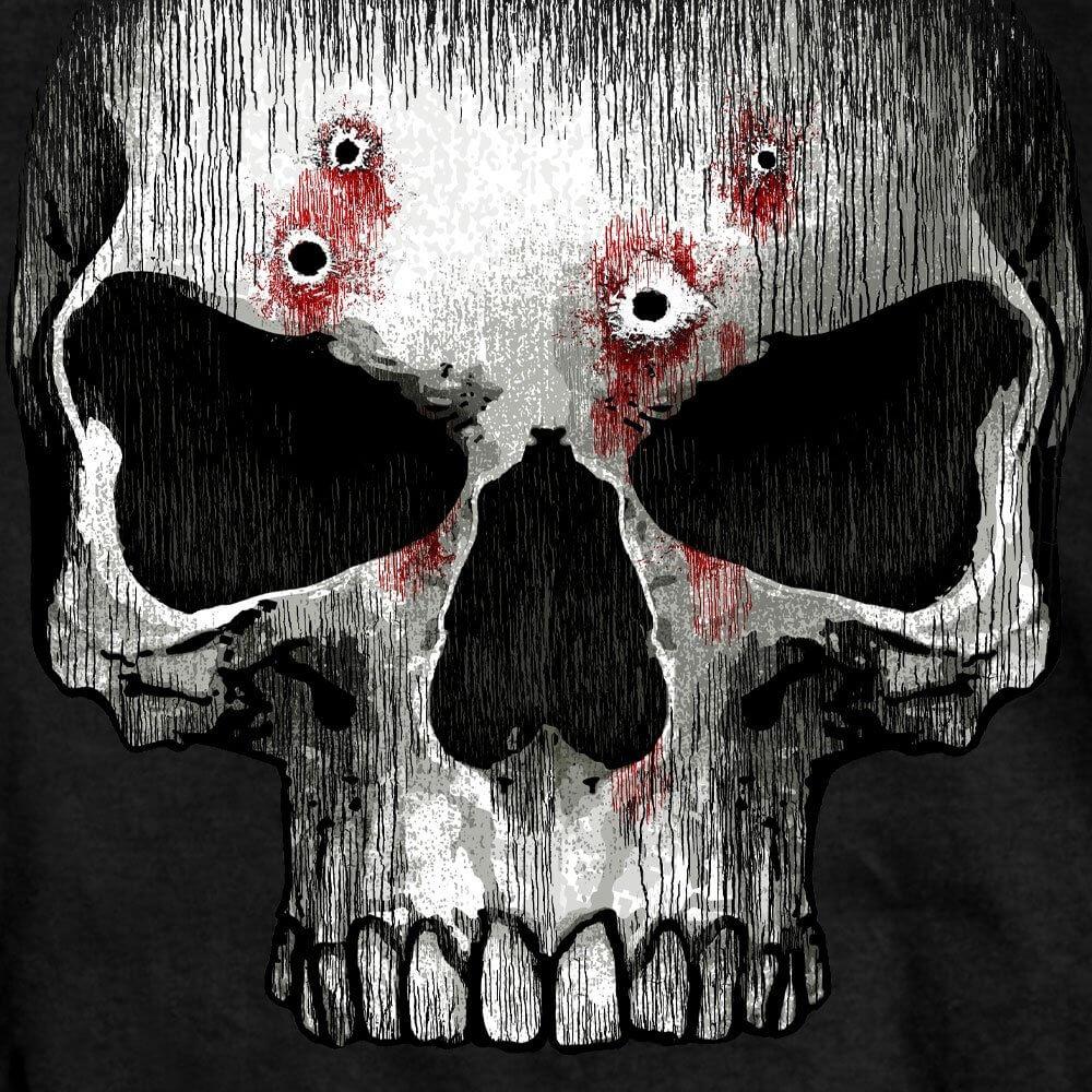 Hot Leathers GMS1467 Mens Jumbo Print Skull Bullet Holes Black T-Shirt - Image 2