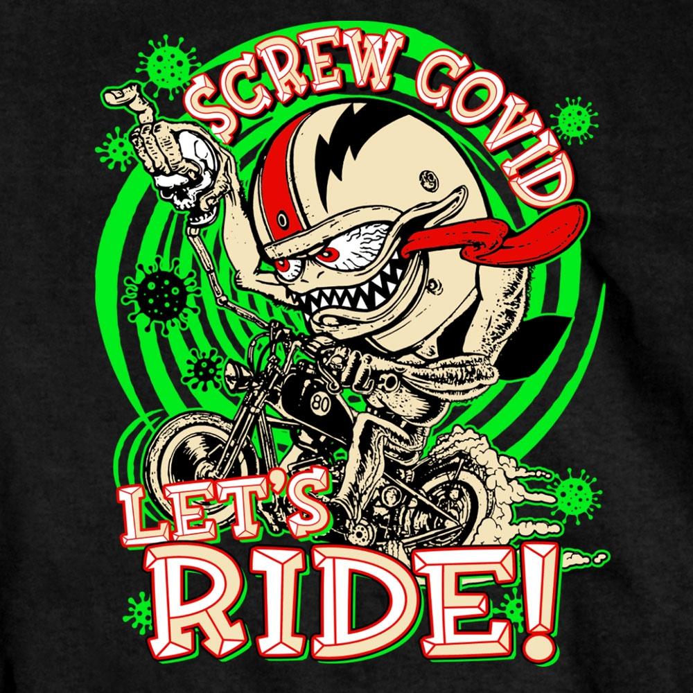 Hot Leathers GMS1474 Men’s Screw Covid Lets Ride Coronavirus Motorcycle Black T-Shirt - Image 2