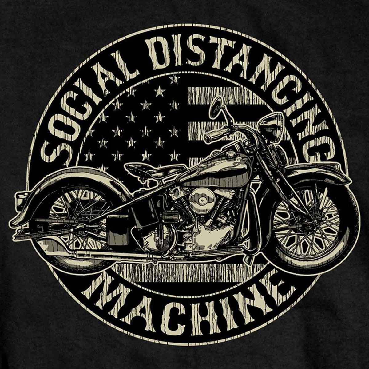 Hot Leathers GMS1475 Men's Social Distancing Machine Black Short Sleeve T-Shirt - Image 2
