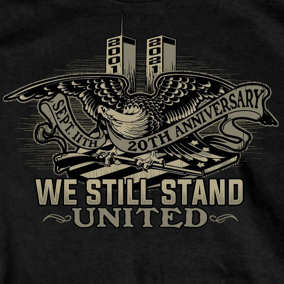 Hot Leathers GMS1493 Men's Black '9-11 United We Stand Eagle' T-Shirt - Image 2