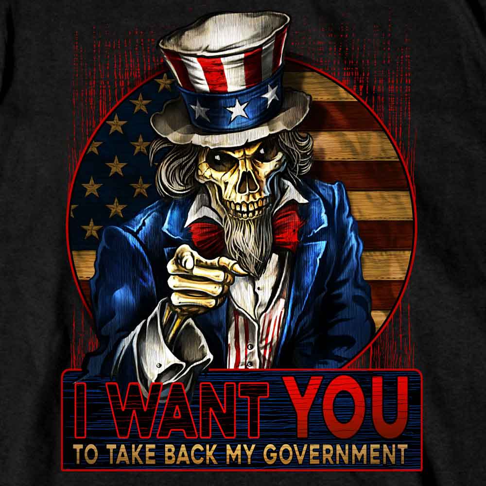 Hot Leathers GMS1527 Men’s Black Short Sleeve Uncle Sam Government T-Shirt - Image 2