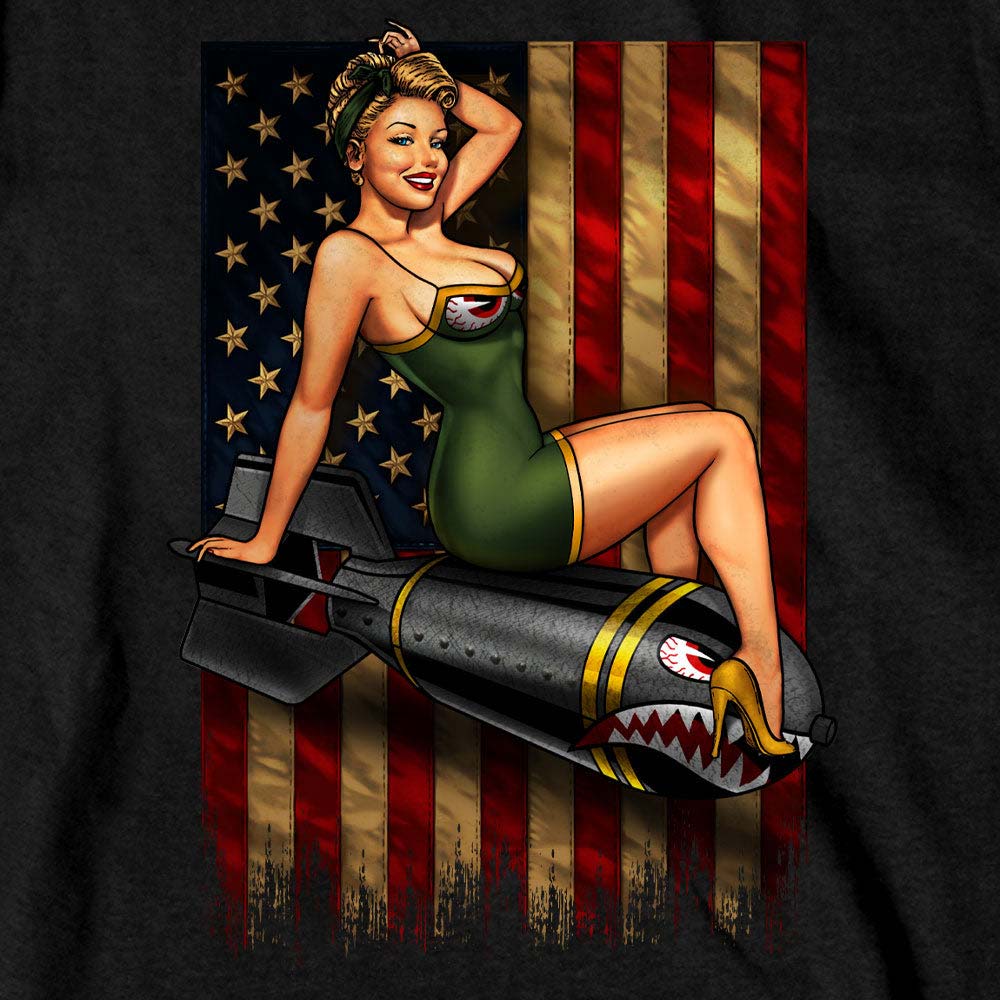 Hot Leathers GMS1528 Men’s Black Patriotic Pinup T-Shirt - Image 2