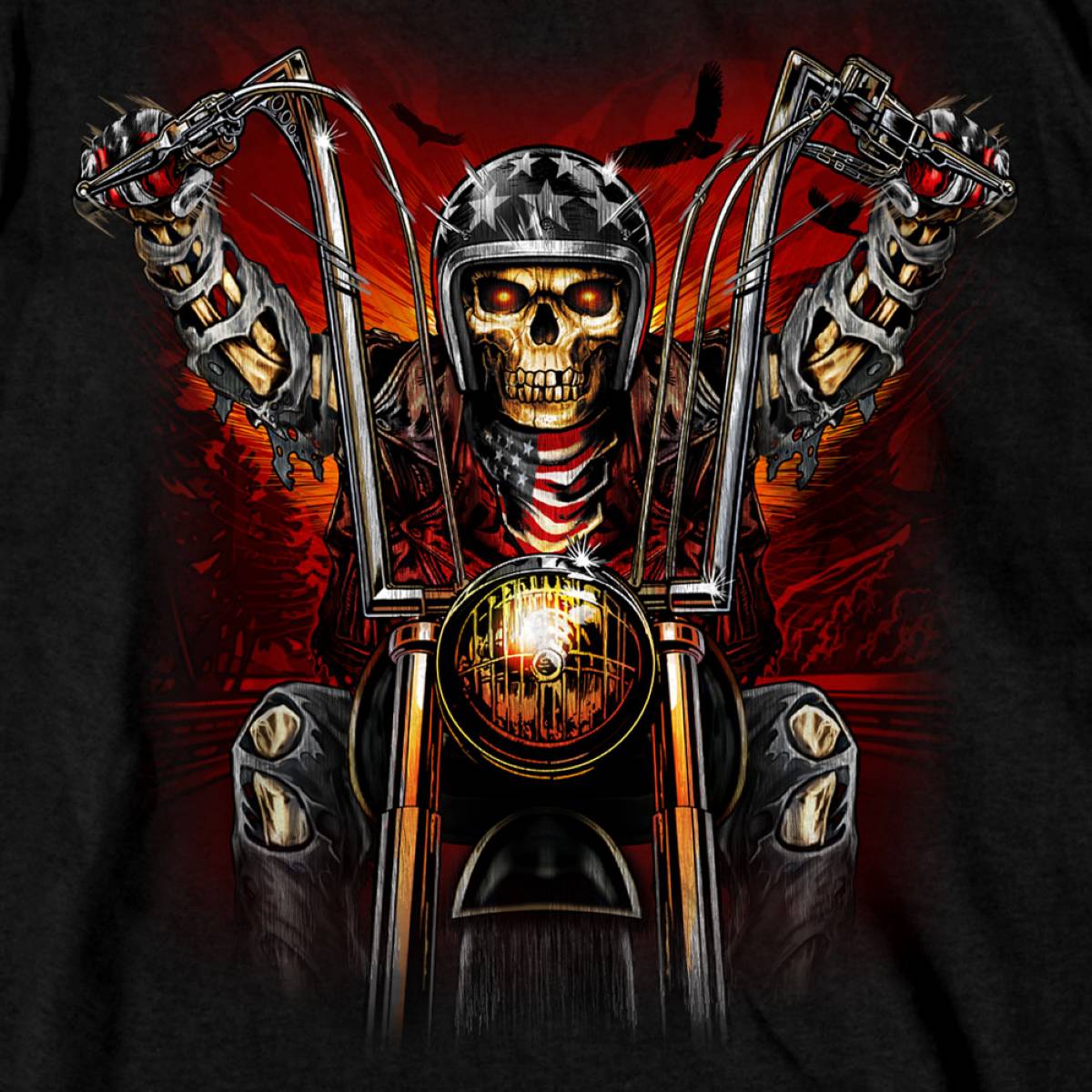 Hot Leathers GMS1551 Men's Black Skull Rider Printed T-Shirt - Image 2