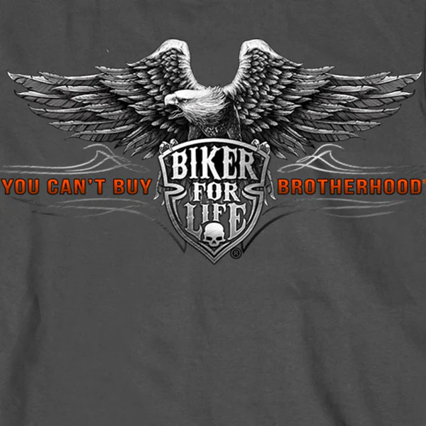 Hot Leathers GMS2295 Men’s ‘Brotherhood Eagle’ Long Sleeve Charcoal Shirt - Image 3