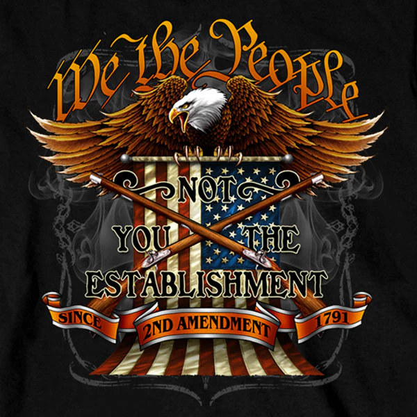 Hot Leathers GMS2358 Men’s ‘We the People’ Long Sleeve Black Shirt - Image 2