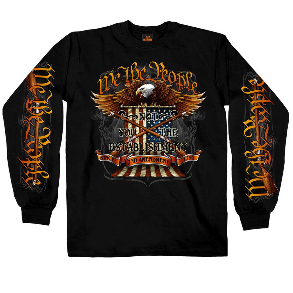 Hot Leathers GMS2358 Men’s ‘We the People’ Long Sleeve Black Shirt - Image 3