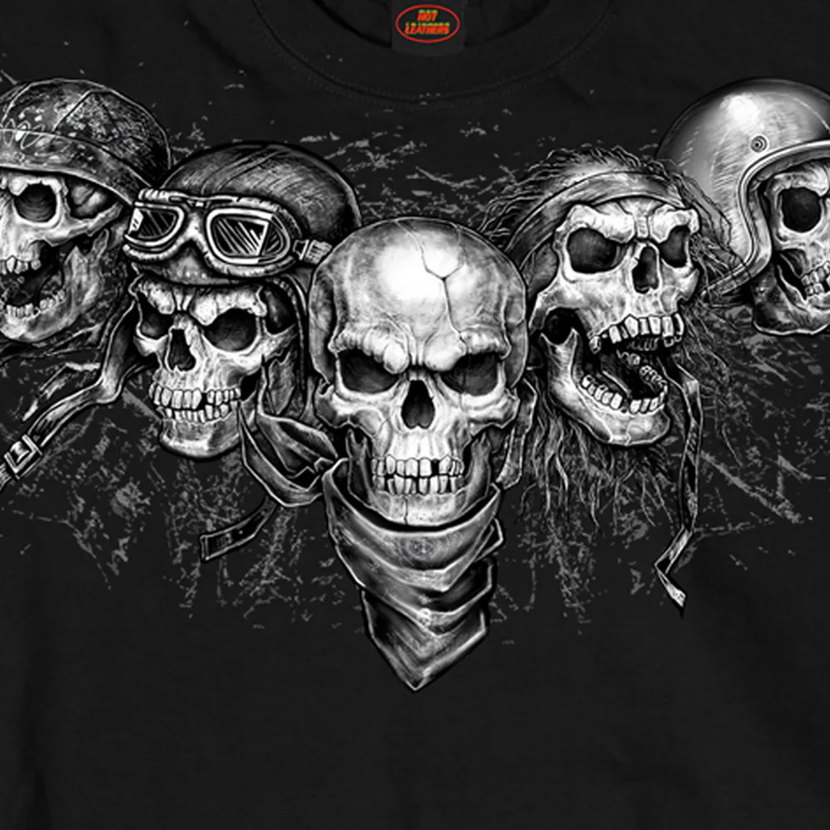 Hot Leathers GMS2423 Men’s ‘Five Skulls’ Long Sleeve Black T-Shirt - Image 2