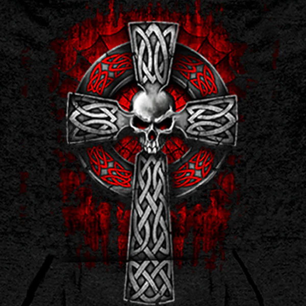 Hot Leathers GMS4022 Men’s ‘Celtic Cross Pocket’ Black Hoodie - Image 2