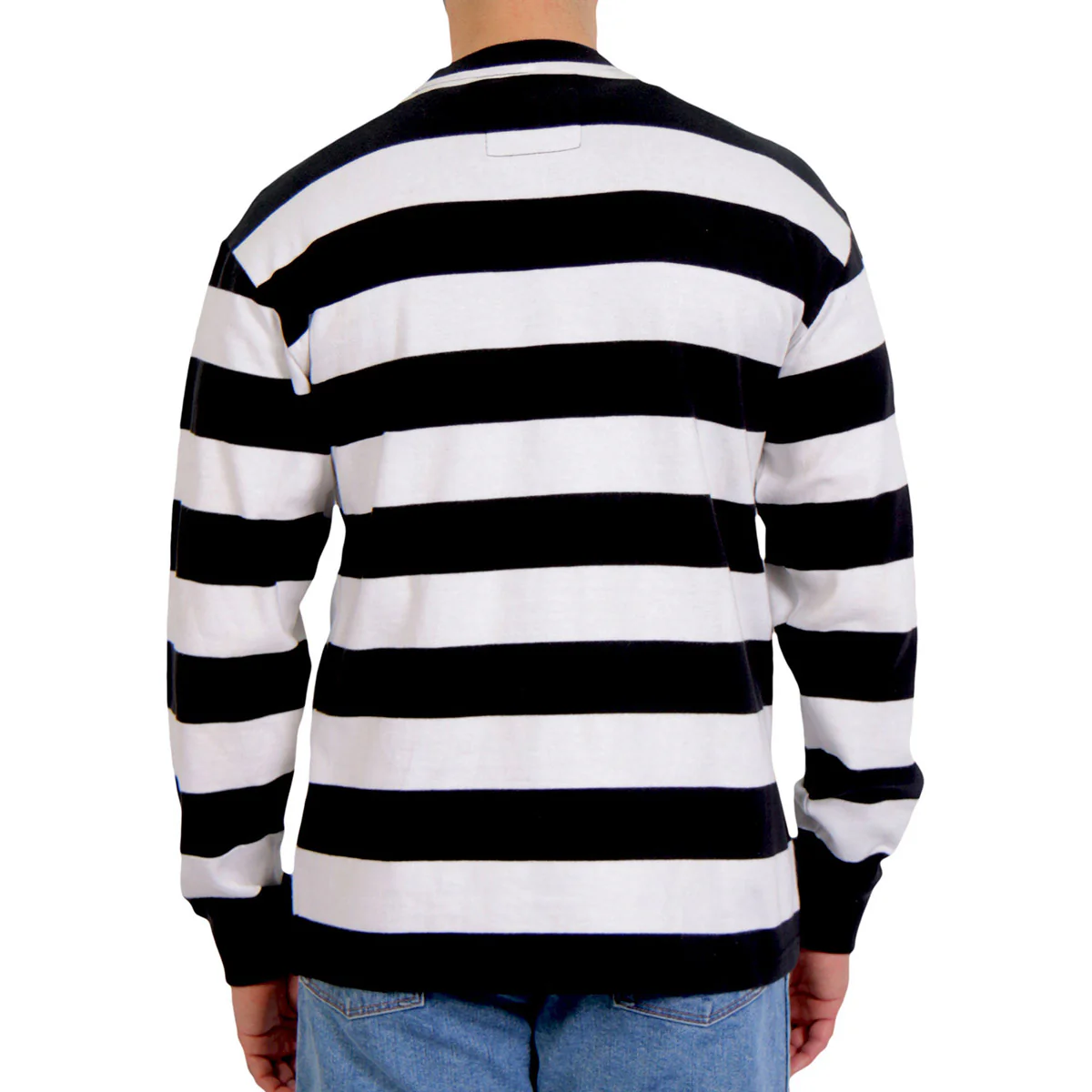 Hot Leathers GMS6001 Men's Black and White Striped Long Sleeve Shirt - Image 2