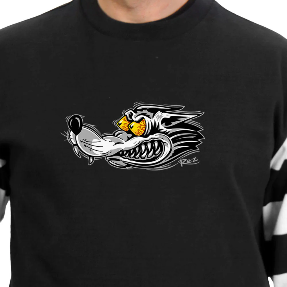 Hot Leathers GMS6004 Men's Black and White 'Race Wolf' Striped Long Sleeve Shirt - Image 2