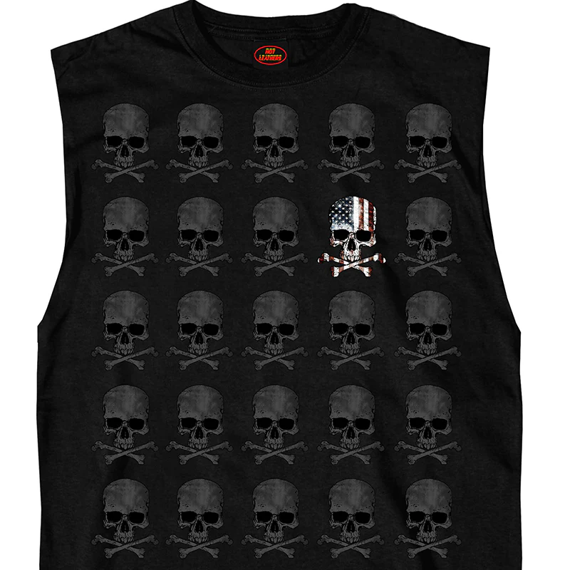 Hot Leathers GMT3440 Men’s Shooter Skull Pattern Sleeveless Black Tank Top Shirt - Image 3