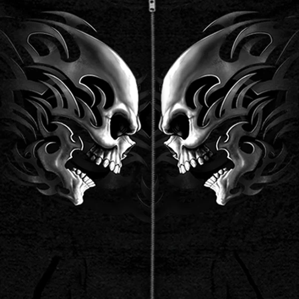 Hot Leathers GMZ4105 Men’s ‘Head Butt Skulls’ Black Hoodie with Zipper Closure - Image 2