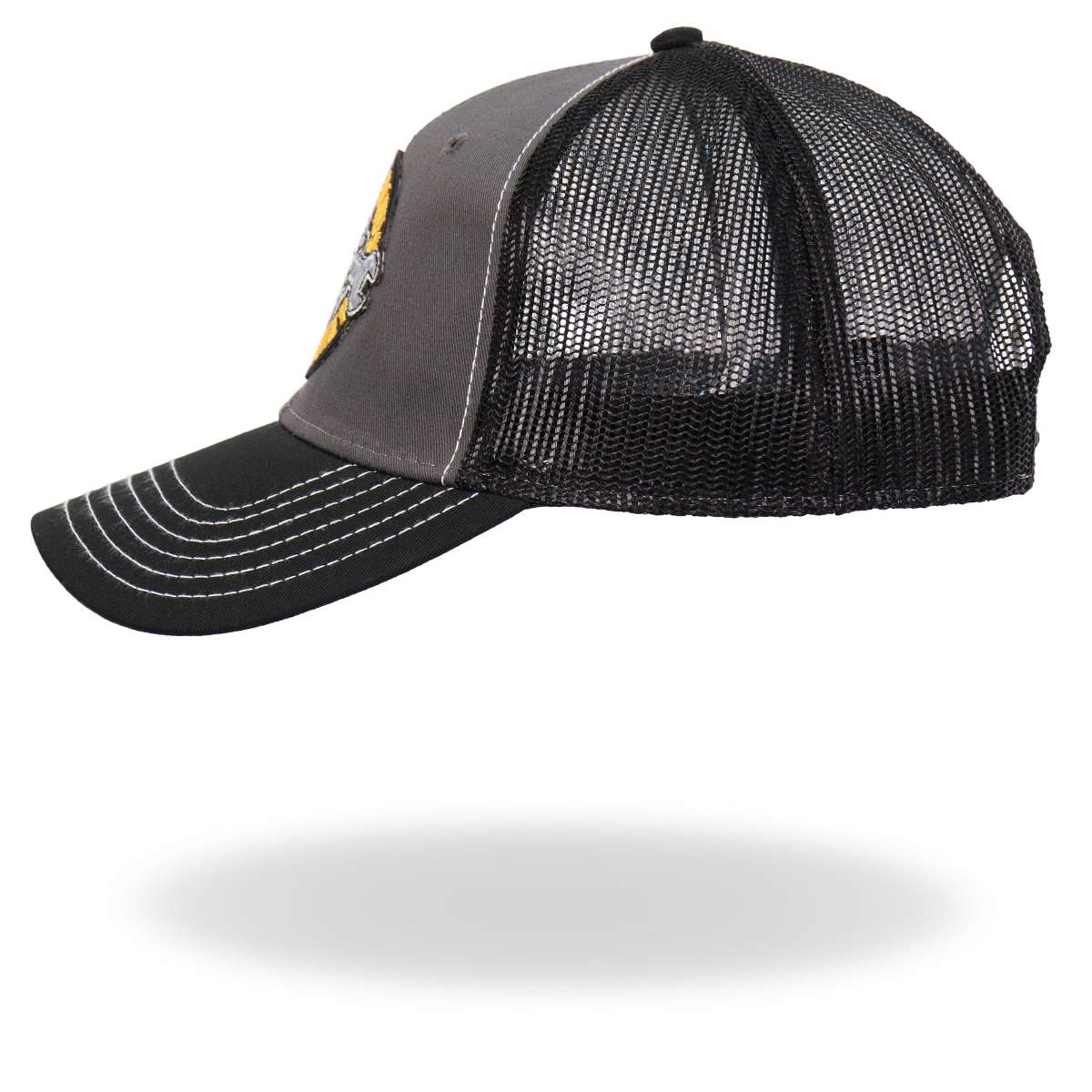 Hot Leathers Gray And Black Trucker Hat Dirty Hands GSH1043 - Image 3