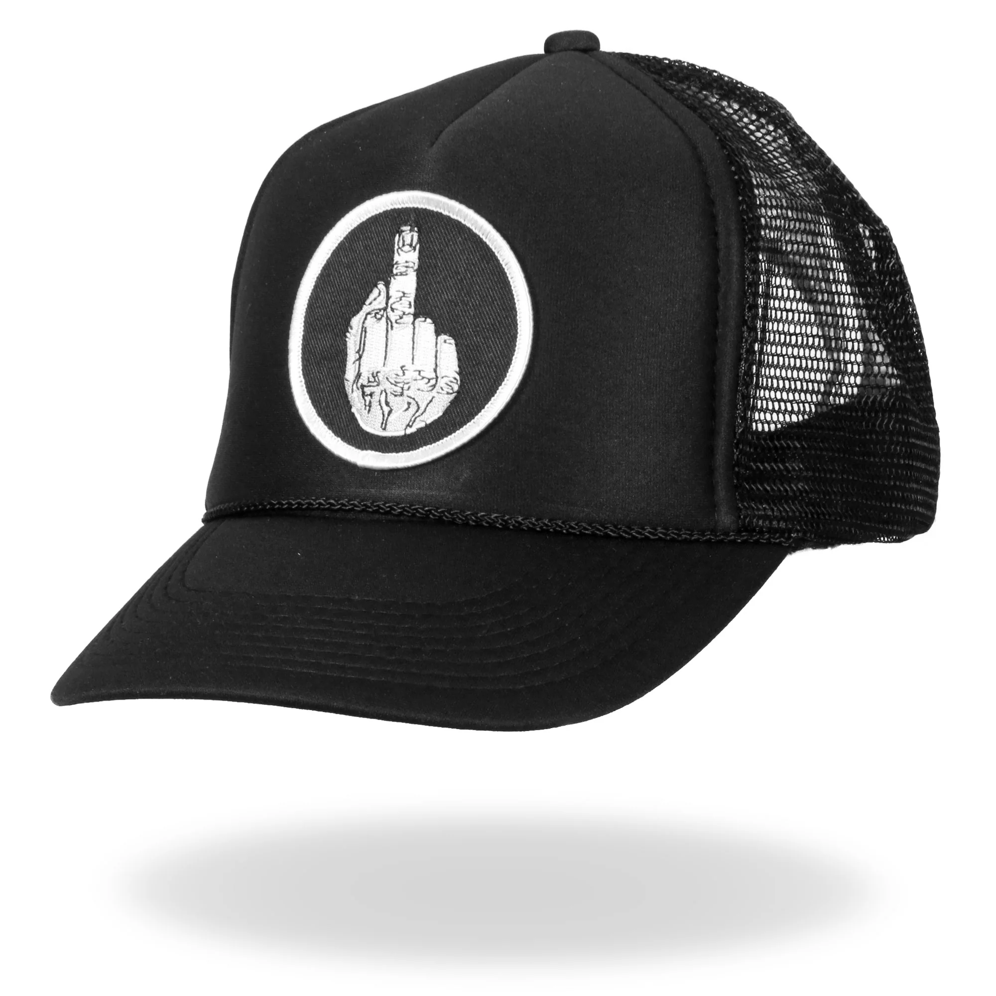 Hot Leathers GSH1004 Middle Finger Black Trucker Hat - Image 4