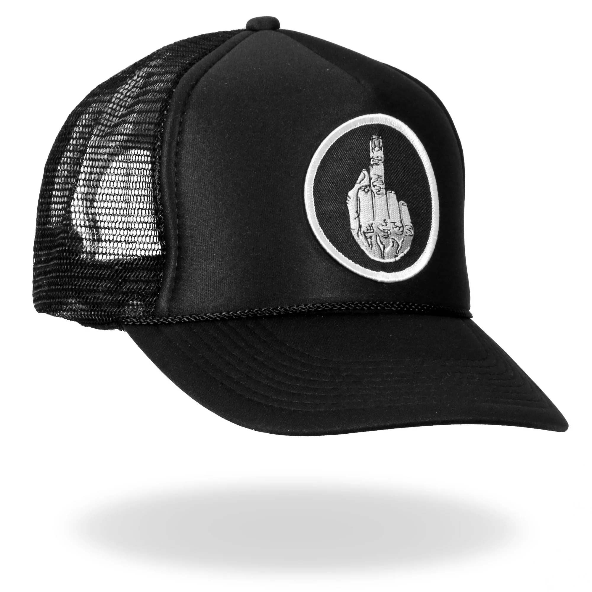 Hot Leathers GSH1004 Middle Finger Black Trucker Hat - Image 5