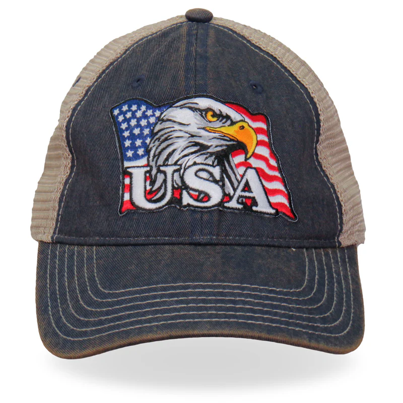 Hot Leathers GSH1023 Eagle Head Flag Trucker Hat - Image 2