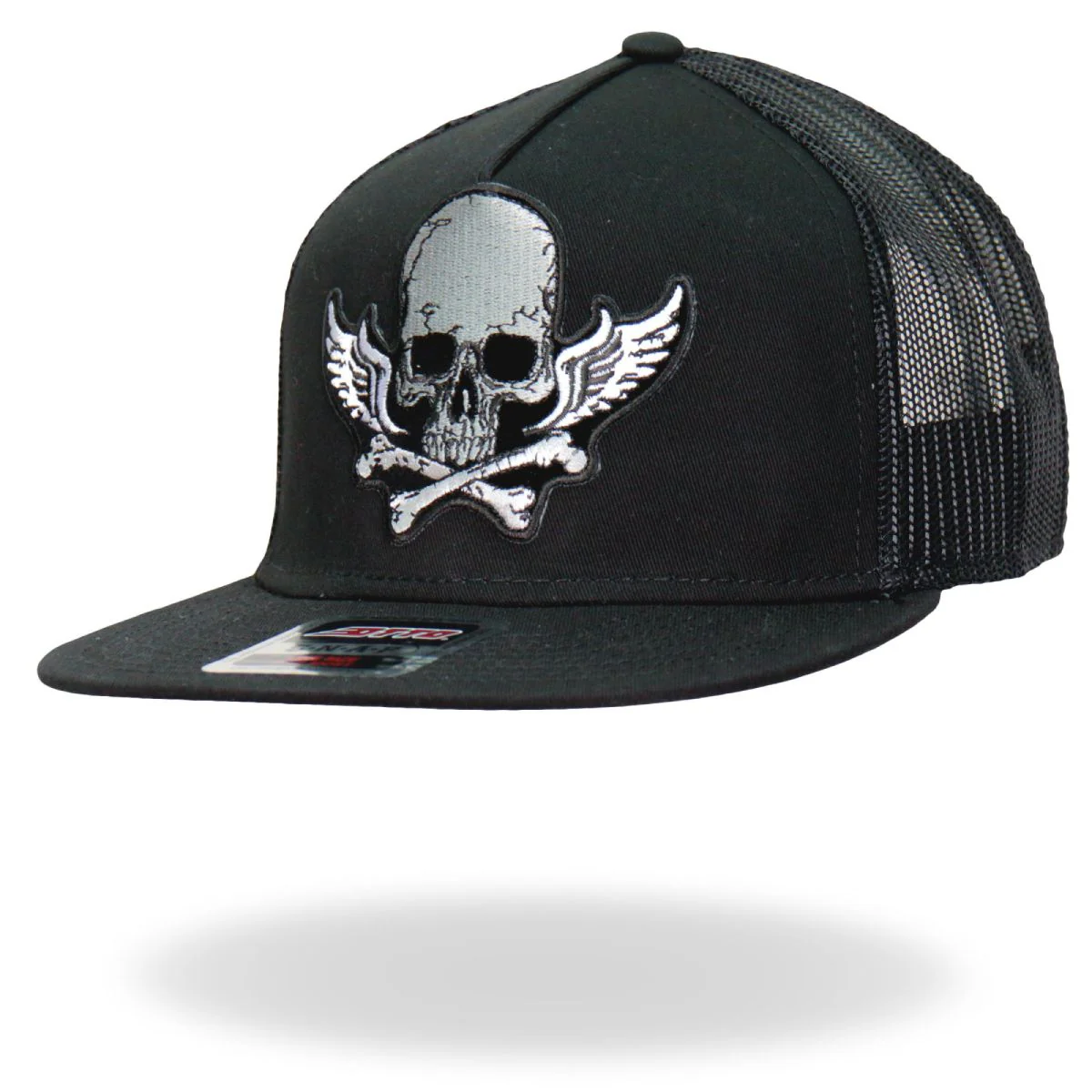Hot Leathers GSH2017 Skull Bones Wings Snapback Hat - Image 2