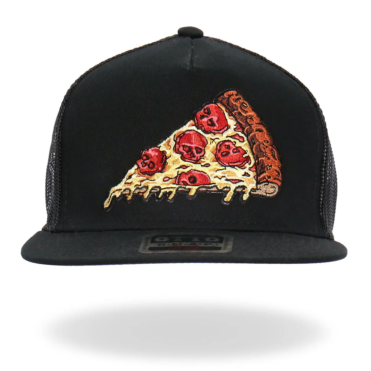 Hot Leathers GSH2024 Black Pepperoni Skull Pizza Snapback Hat - Image 3
