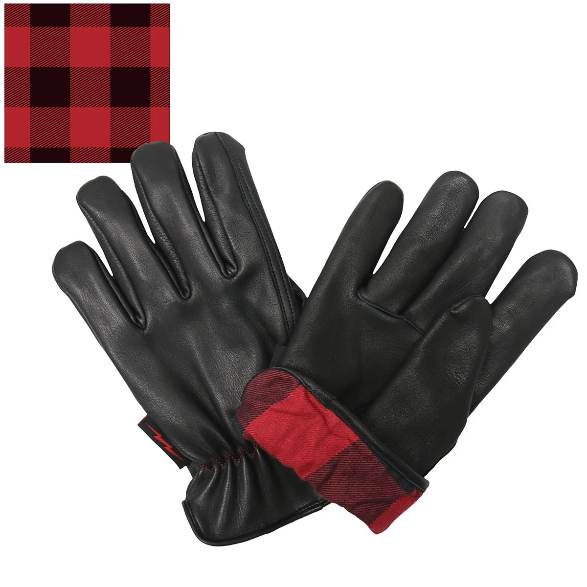 Hot Leathers GVD2004 Uni-Sex 'Red and Black Flannel Lined' Deer Skin Leather Gloves - Image 4