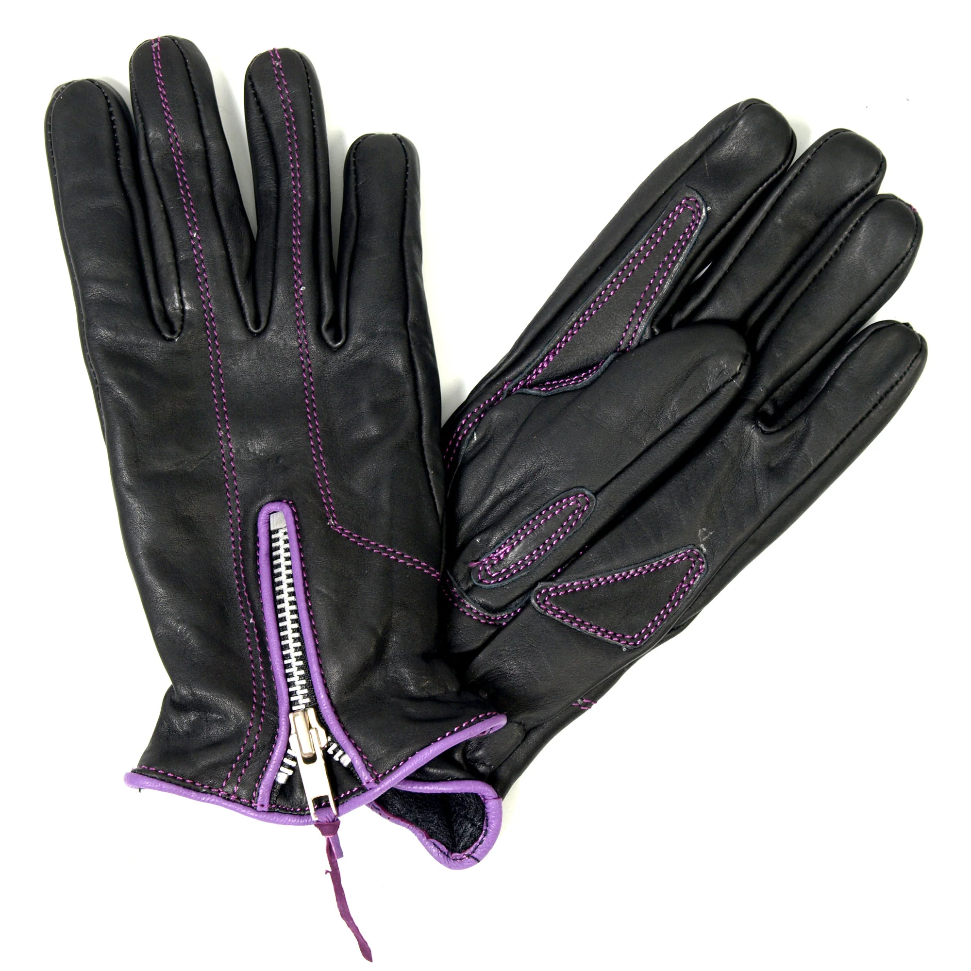 Hot Leathers GVL1008 Ladies Driving Gloves with Purple Piping - Image 3