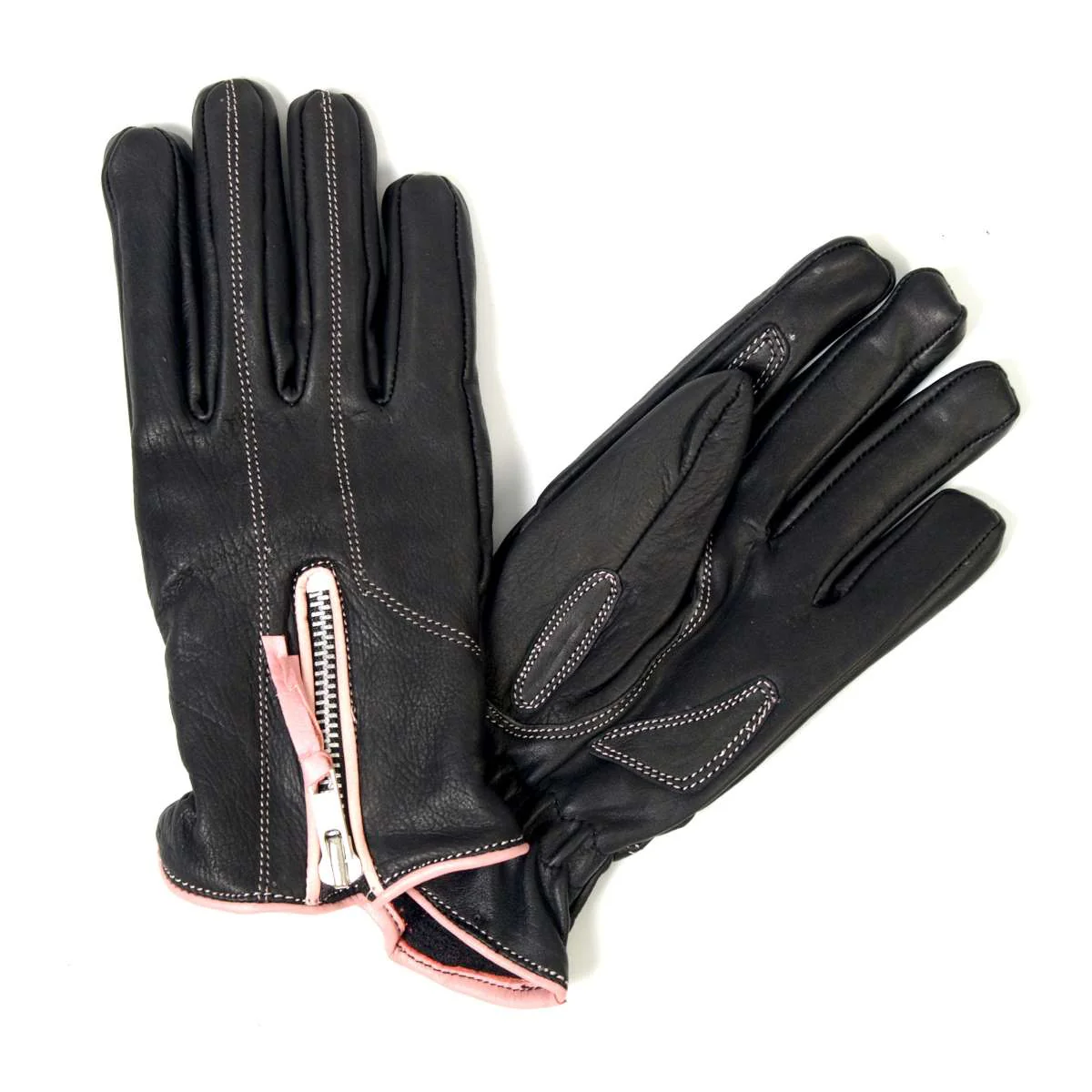 Hot Leathers GVL1009 Ladies Driving Leather Gloves with Pink Piping GLV1009 - Image 4