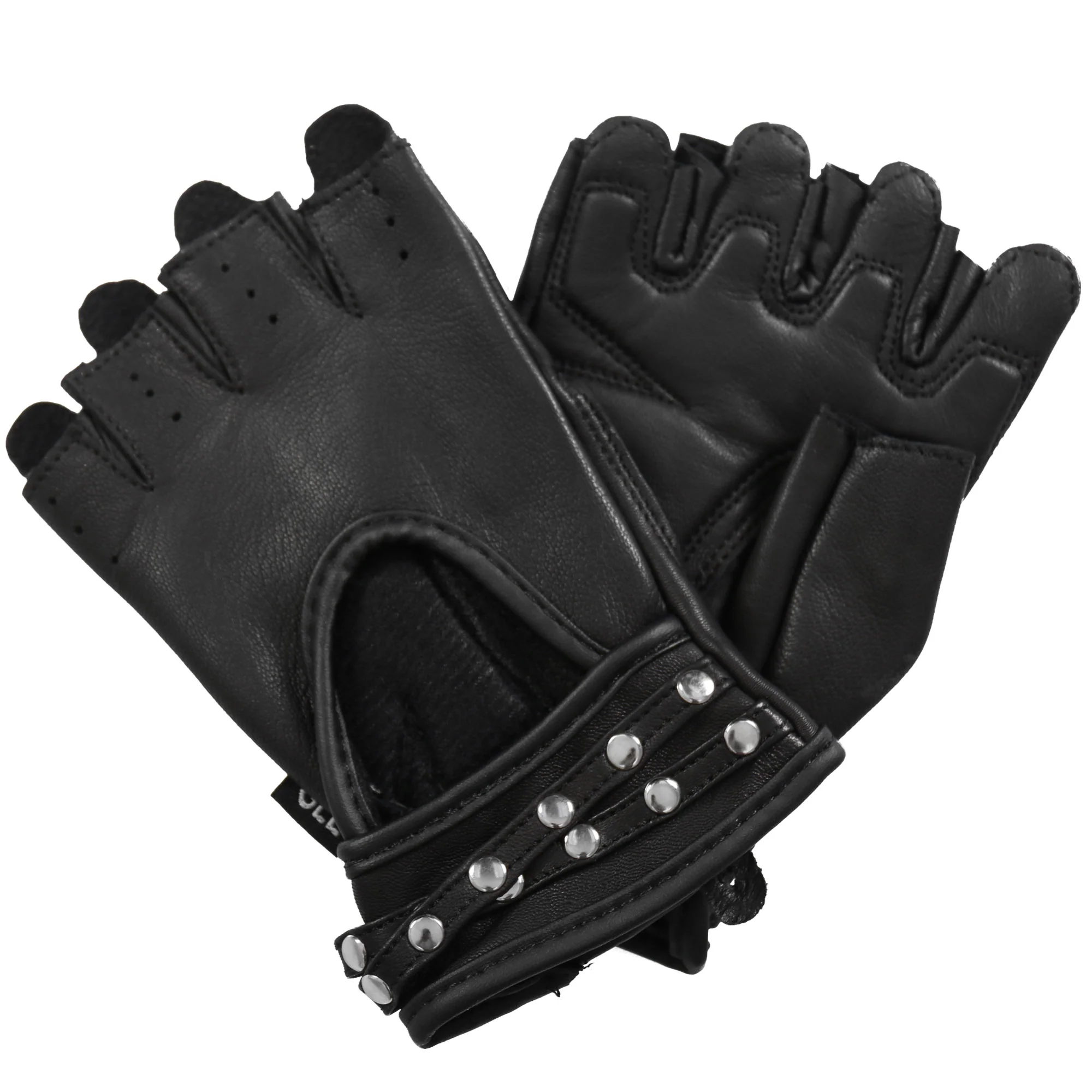 Hot Leathers GVL1010 Ladies Fingerless Gel Palm Gloves with Studs - Image 3