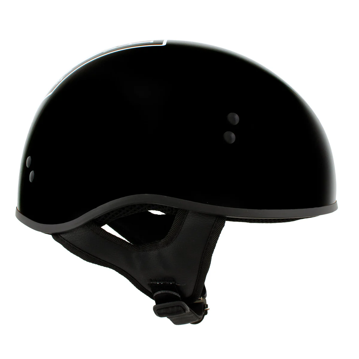 Hot Leathers HLD1004 POW Gloss Black Motorcycle DOT Approved Skull Cap Half Biker Helmet - Image 5