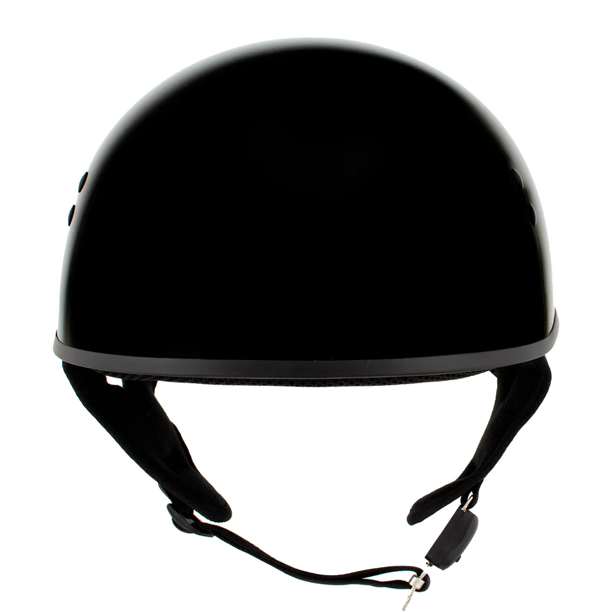 Hot Leathers HLD1004 POW Gloss Black Motorcycle DOT Approved Skull Cap Half Biker Helmet - Image 8