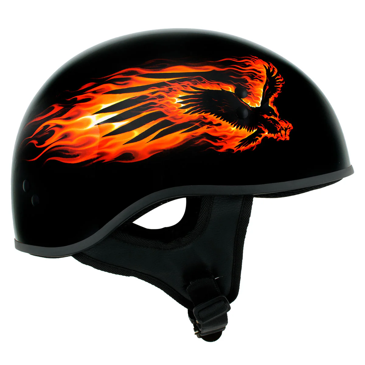 Hot Leathers HLD1006 Black Out Eagle Motorcycle DOT Approved Skull Cap Half Helmet Bikers - Image 2