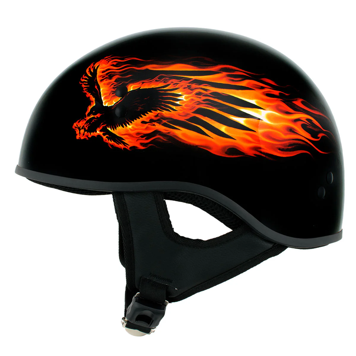 Hot Leathers HLD1006 Black Out Eagle Motorcycle DOT Approved Skull Cap Half Helmet Bikers - Image 4