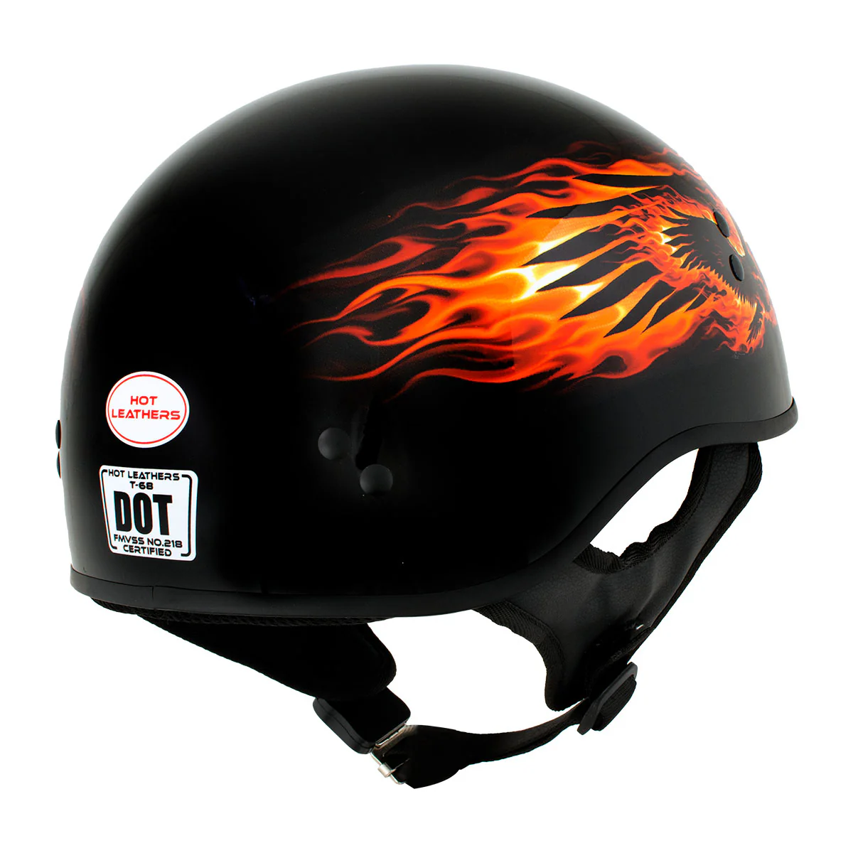 Hot Leathers HLD1006 Black Out Eagle Motorcycle DOT Approved Skull Cap Half Helmet Bikers - Image 6