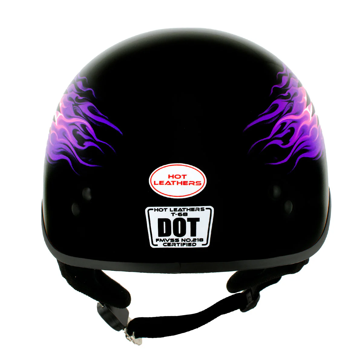 Hot Leathers HLD1007 Black Out Eagle Gloss Black Motorcycle DOT Skull Cap Half Helmet Biker - Image 7